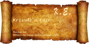 Krizsán Edit névjegykártya